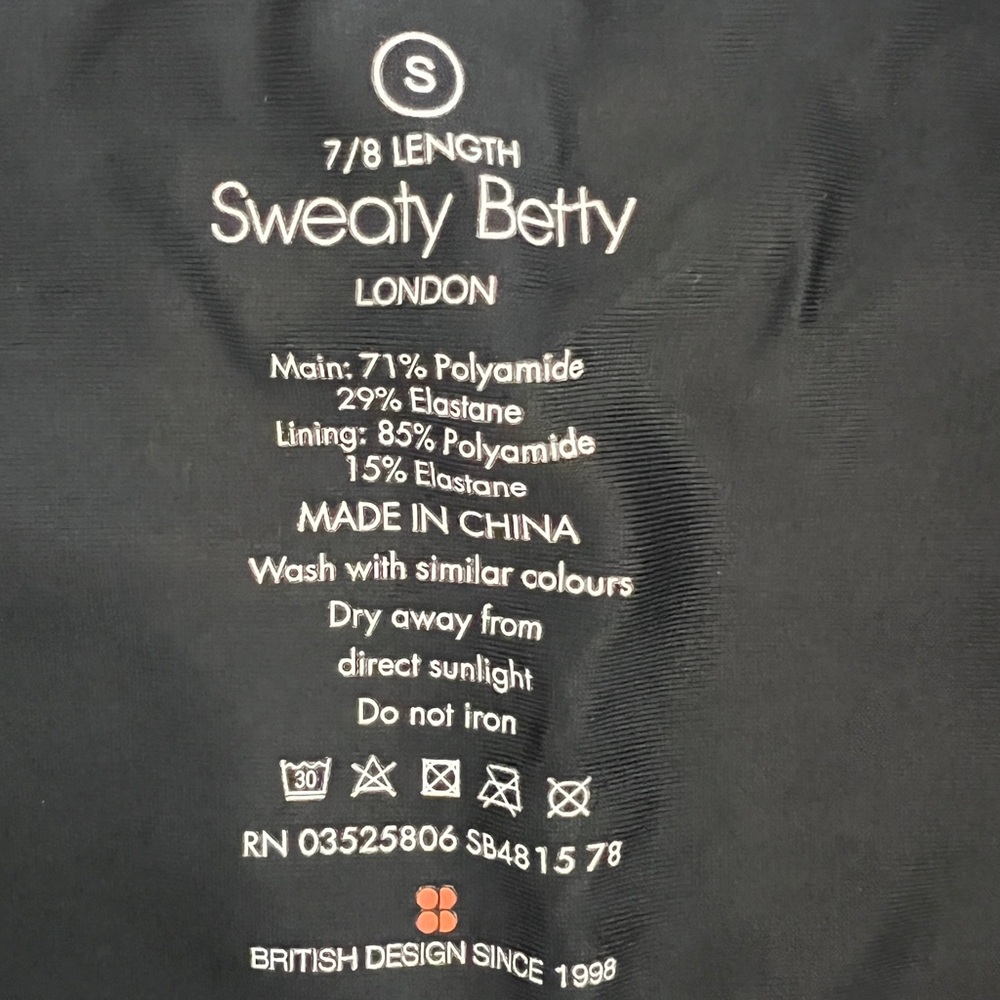 Sweaty Betty High Shine Black 7/8 Length Leggings